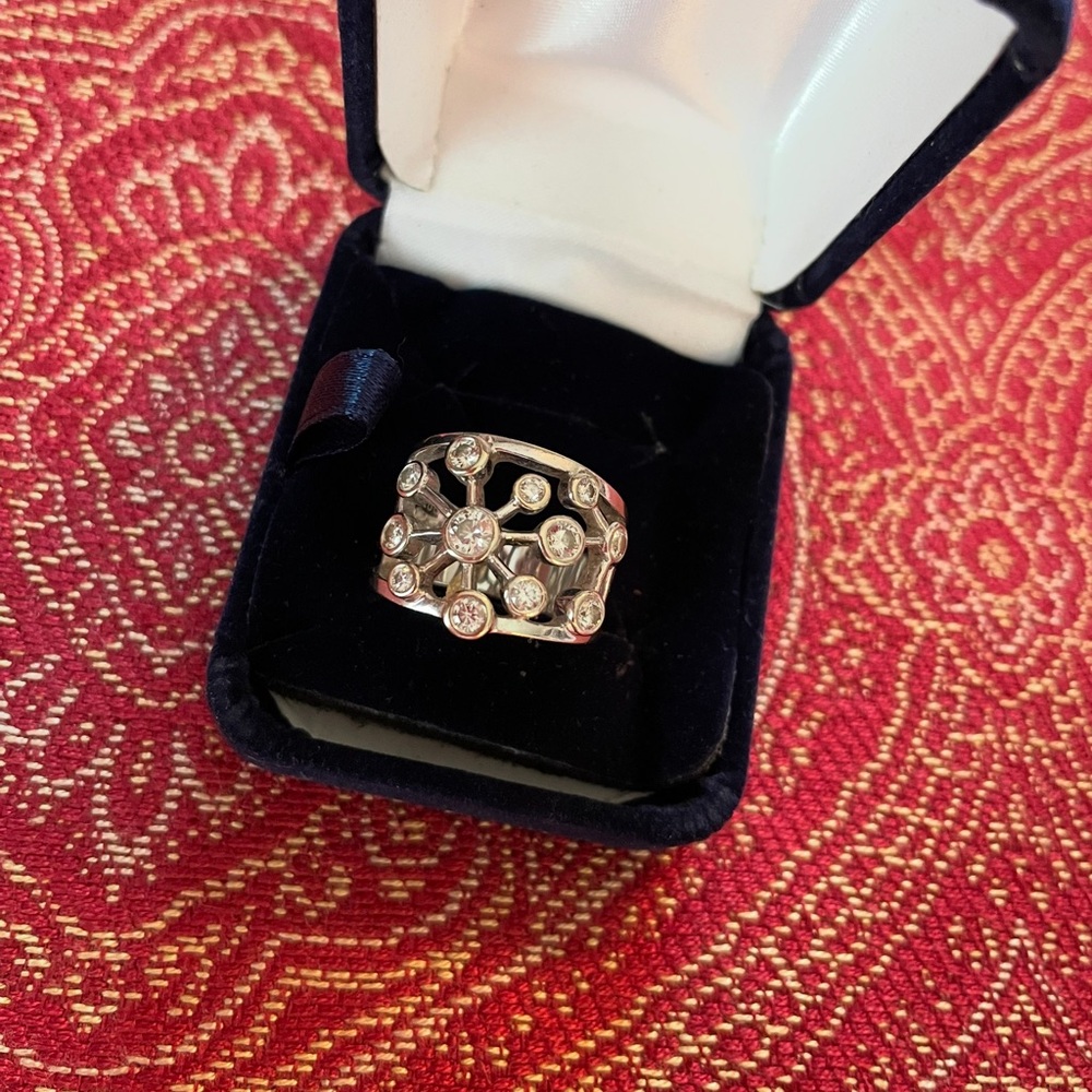 Diamond Ring White 14K Gold Size 7 - Picture 2 of 14